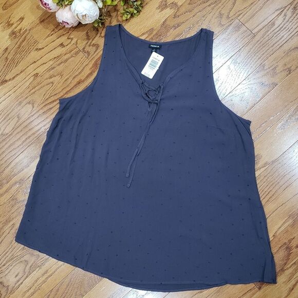 torrid Jacquard Lace Up Tank Top Plus 1X - Picture 1 of 7